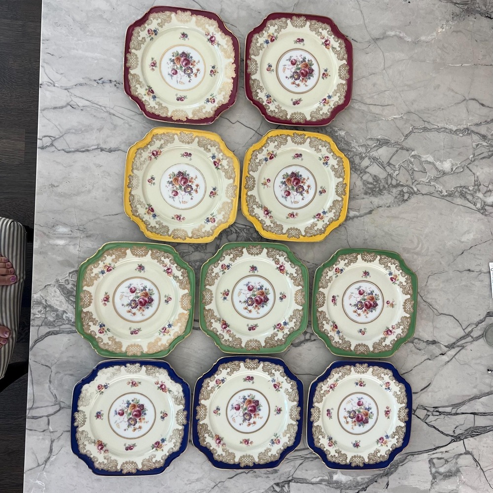 Set of 10 Vintage Bavaria Tirschenreuth Decorated Own Studios Multicolor Plates